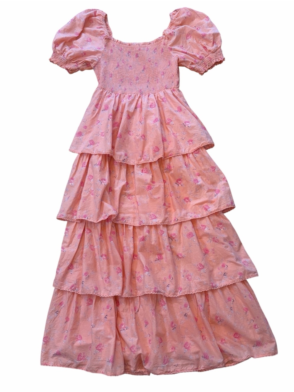 LoveShackFancy x Target Simone Pink Tiered Puff Sleeve Maxi Dress